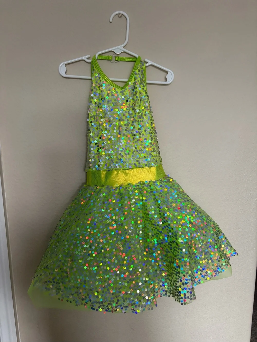 Curtain Call Lime Green Sequined Costume